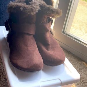 Brown flat booties